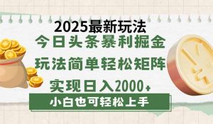 今日头条2025最新玩法,思路简单,复制粘贴,轻松实现矩阵日入2000+-AI学习资源网