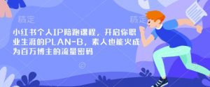 小红书个人IP陪跑课程,开启你职业生涯的PLAN-B,素人也能火成为百万博主的流量密码-AI学习资源网