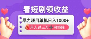 看剧即赚无脑躺赚,单机日入1000+,月入3万+,可批量可矩阵,最猛收益…-AI学习资源网