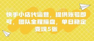 快手小店代运营,提供账号即可,团队全程操盘,单日稳定变现5张【揭秘】-AI学习资源网