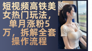 最新爆款短视频高铁美女玩法,一周涨粉5万+,每天稳定变现1000+实战教程-AI学习资源网