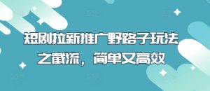 短剧拉新推广野路子玩法之截流,简单又高效-AI学习资源网