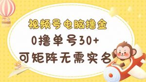 视频号电脑撸金 0撸单号30+ 可矩阵 无需实名多号多得-AI学习资源网