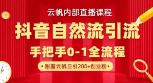 【云帆内部直播课】抖音最新自然模版引流玩法,单号单日引300+精准创业粉-AI学习资源网