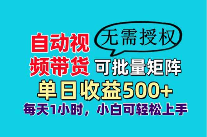 自动视频带货，可批量矩阵，单日收益500+、轻松实现睡后收益，小白可…-AI学习资源网