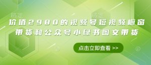 价值2980的视频号短视频橱窗带货和公众号小绿书图文带货-AI学习资源网