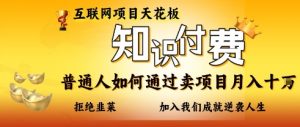 互联网项目天花板,知付付费项目,普通人如何通过卖项目月入十个,拒绝韭菜【揭秘】-AI学习资源网
