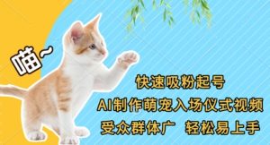 快速吸粉起号,AI制作萌宠入场仪式视频,受众群体广,轻松易上手-AI学习资源网