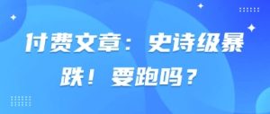 付费文章:史诗级暴跌!要跑吗?-AI学习资源网