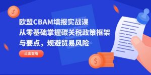 欧盟CBAM填报实战课,从零基础掌握碳关税政策框架与要点,规避贸易风险-AI学习资源网