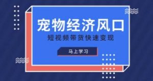 宠物赛道快速变现精品课,宠物经济风口,短视频带货快速变现-AI学习资源网