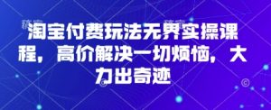 淘宝付费玩法无界实操课程,高价解决一切烦恼,大力出奇迹-AI学习资源网