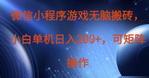 微信小程序游戏无脑搬砖,单设备日入2张+,可矩阵操作-AI学习资源网