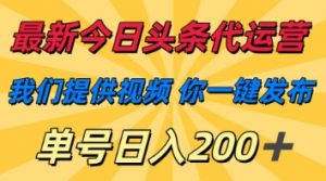 最新今日头条代运营,我们提供视频,你一键发布,单号日入200+【揭秘】-AI学习资源网