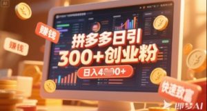 拼多多创业引流项目,每天吸引200+付费创业粉,实现日入多张+稳定收益-AI学习资源网