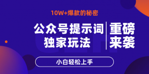 公众号提示词玩法,10W+爆文最简单快速的方法,小白轻松上手-AI学习资源网