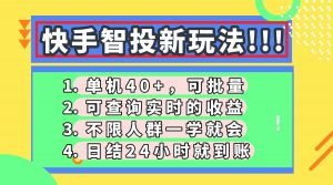 快手智投新玩法,单机日入40+,可批量,可查询实时收益,收益日结24小…-AI学习资源网