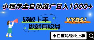 2025年最新风口,小程序自动推广,,稳定日入1000+,小白轻松上手-AI学习资源网