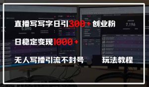 直播写写字日引300+创业粉,日稳定变现600+无人写播引流不封号,玩法教程-AI学习资源网