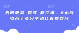 天诺老吴-蒋晖-陈江雄,6小时电商干货分享超长直播回放-AI学习资源网