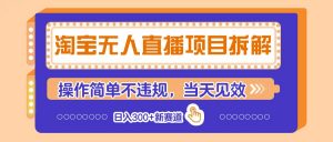 淘宝无人直播项目拆解,操作简单不违规,当天见效 日入300+新赛道-AI学习资源网