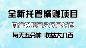 全新托管躺赚项目,微信视频号公众号托管代运营,每天五分钟,收益大几百-AI学习资源网
