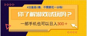 游戏试玩,一部手机就可以日入300+,纯0撸项目,不需要花任何一分钱,…-AI学习资源网