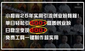小和尚2025年实用引流秘籍!单日轻松引500+高质量创业粉,日变现800+,…-AI学习资源网