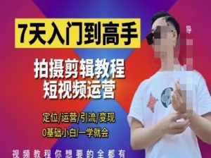 7天入门到高手,短视频剪辑运营高手课,定位 运营 引|流 变现,0基础小白一学就会-AI学习资源网