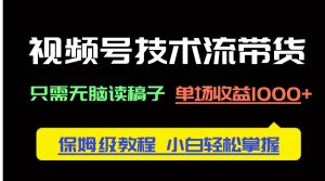 视频号技术流带货,只需无脑读稿子,单场收益1000+ 保姆级教程,小白轻…-AI学习资源网