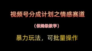 视频号分成计划之情感赛道暴力玩法,可批量操作,保姆级教学-AI学习资源网