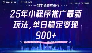 25年小程序推广最新玩法,单日稳定变现900+,小白轻松上手-AI学习资源网