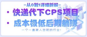 从0到1详细拆解快递代下CPS项目,一个一直被人忽视的行业!-AI学习资源网