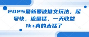 2025最新曼波推文玩法,起号快,流量猛,一天收益1k+真的太猛了-AI学习资源网