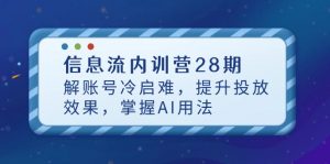 信息流内训营28期,解账号冷启难,提升投放效果,掌握AI用法-AI学习资源网