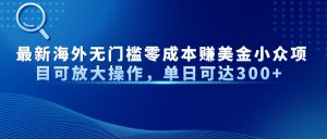 最新海外无门槛零成本赚美金小众项目可放大操作,单日可达300+-AI学习资源网