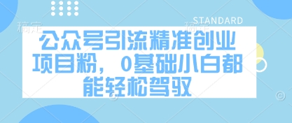 公众号引流精准创业项目粉，0基础小白都能轻松驾驭-AI学习资源网