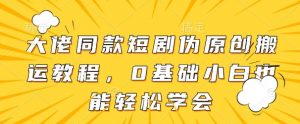 大佬同款短剧伪原创搬运方法,0基础小白也能轻松学会-AI学习资源网