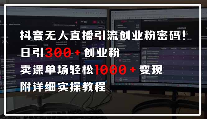 抖音无人直播引流密码！日引300+创业粉 单场轻松1000+变现 附详细实操教程-AI学习资源网