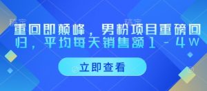 重回即颠峰,男粉项目重磅回归,平均每天销售额1-4W-AI学习资源网