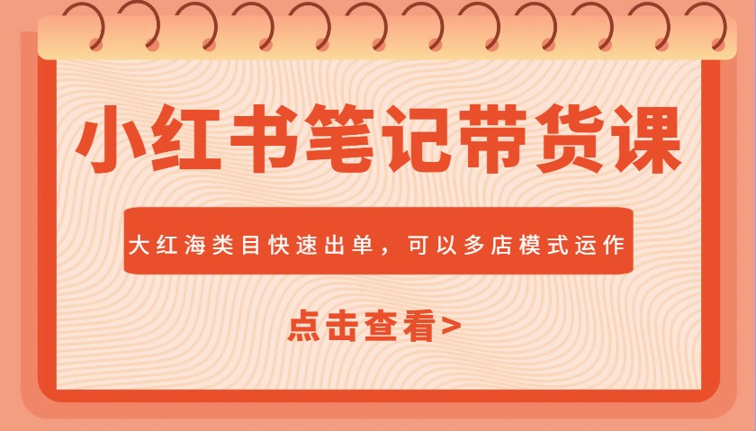 小红书笔记带货课，大红海类目快速出单，市场大，可以多店模式运作(更新)-AI学习资源网
