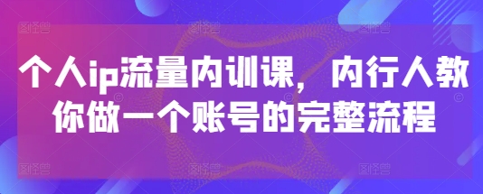 个人ip流量内训课，内行人教你做一个账号的完整流程-AI学习资源网