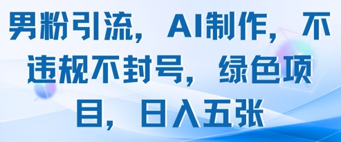 男粉引流，AI制作，不违规不封号，绿色项目，日入五张-AI学习资源网