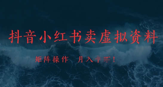 抖音小红书卖虚拟资料，市场需求一直存在，矩阵操作，月入1w+-AI学习资源网