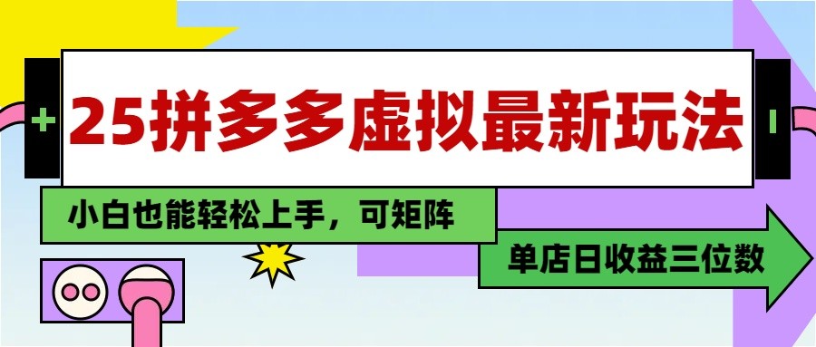 25最新拼多多虚拟电商，单店日入3位数， 小白也能快速上手，保姆级教程-AI学习资源网