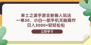 率土之滨手游全新懒人玩法,一单30,小白一部手机无脑操作,日入3000+…-AI学习资源网