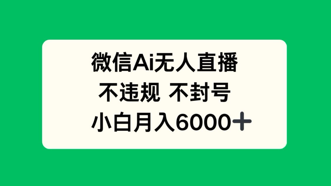 微信AI无人直播，不违规 不封号 ，小白月入6000+-AI学习资源网