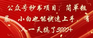 公众号抄书项目,简单粗暴,小白也能快速上手,有人一天搞了1k+-AI学习资源网