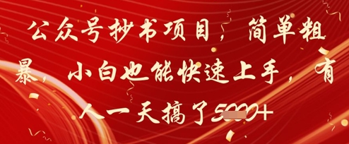 公众号抄书项目，简单粗暴，小白也能快速上手，有人一天搞了1k+-AI学习资源网
