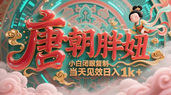 用AI克隆“唐朝胖妞”日更3条，平台疯狂推流，小白闭眼复制，当天见效，日入1k+-AI学习资源网
